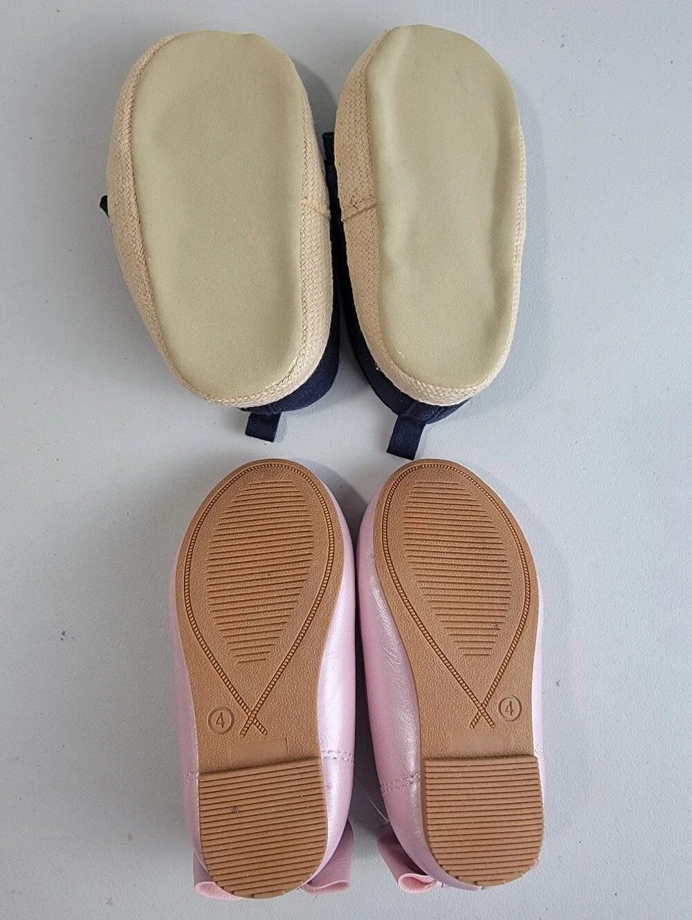 Lot of 2 Pairs Slip On Toddler Shoes Size 4 Carter's Ballet Flat W/ Bow, OshKosh